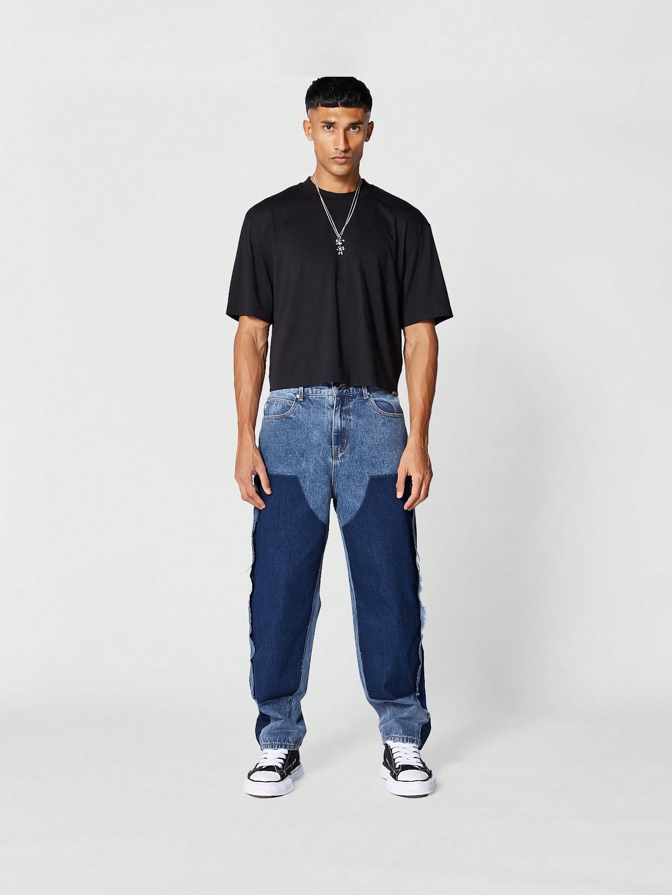Straight Fit Jean With Contrast Panels