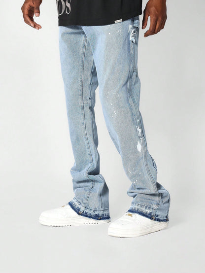 Flare Fit Workwear Jean With Paint Print