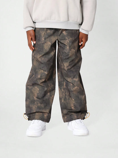 Kids Unisex Loose Fit Nylon Trouser With All Over Print