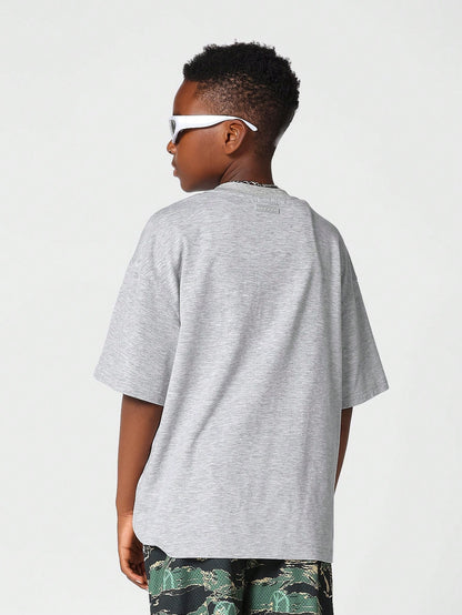 Kids Unisex Oversized Short Sleeve Tee With Front Print