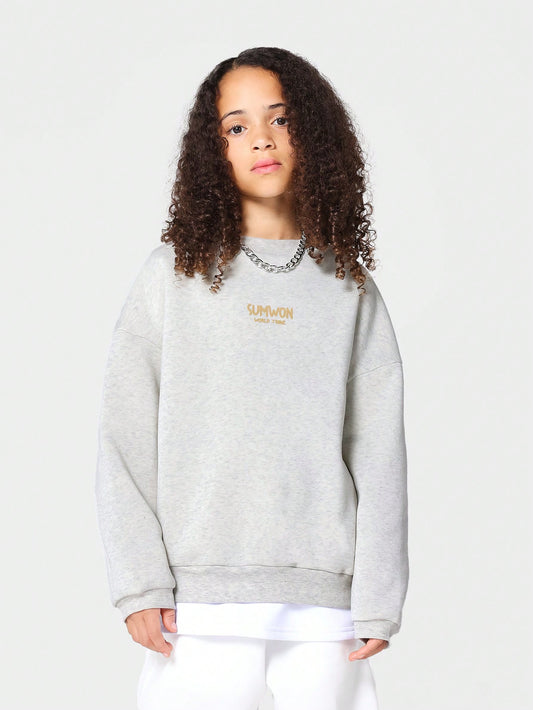 Kids Unisex Oversized Fit Sweatshirt With Flock Print
