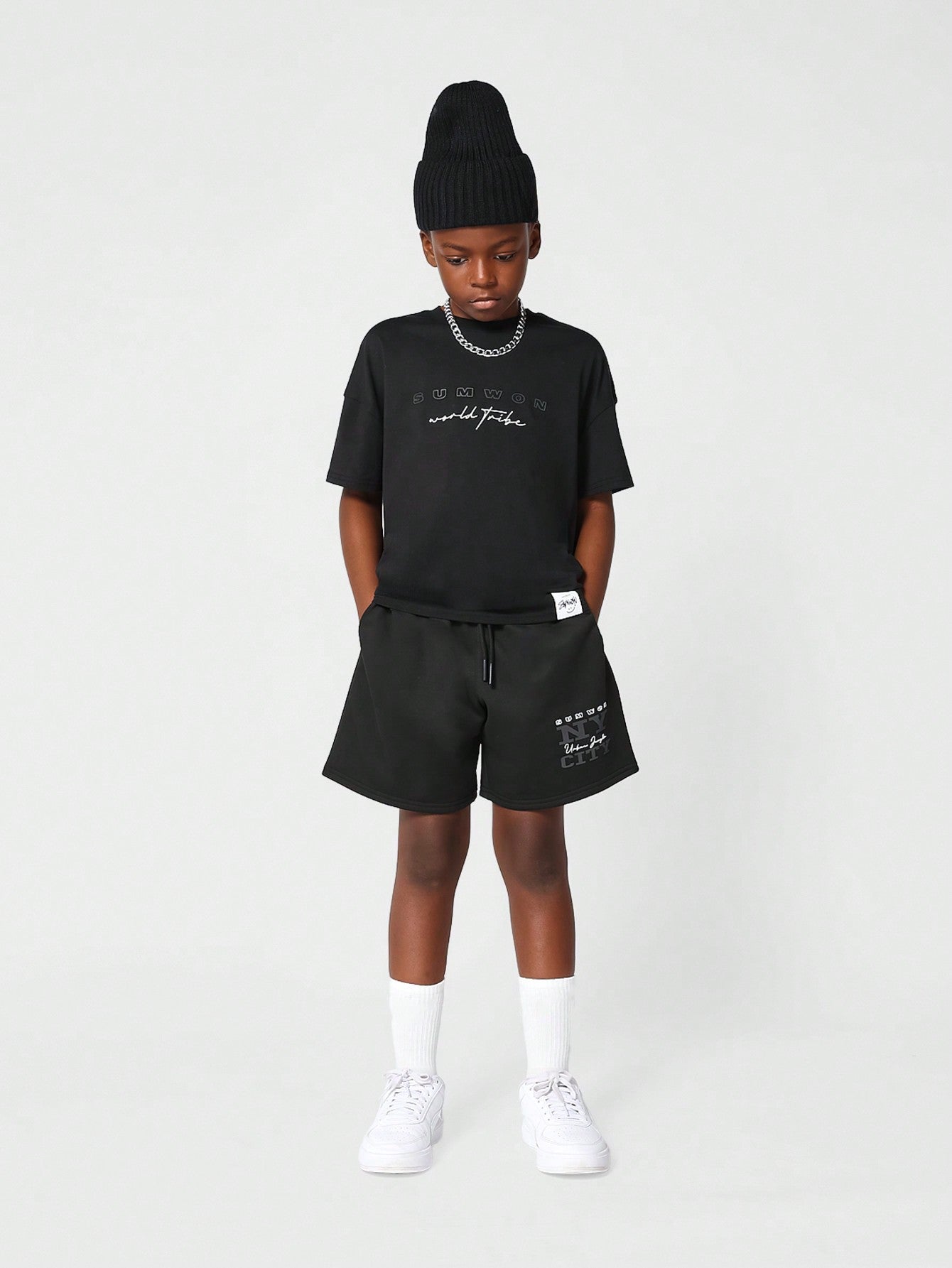 Kids Unisex Short With Reflective Print