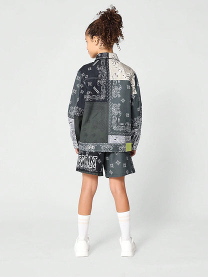 Kids Unisex Western Jacket With All Over Print
