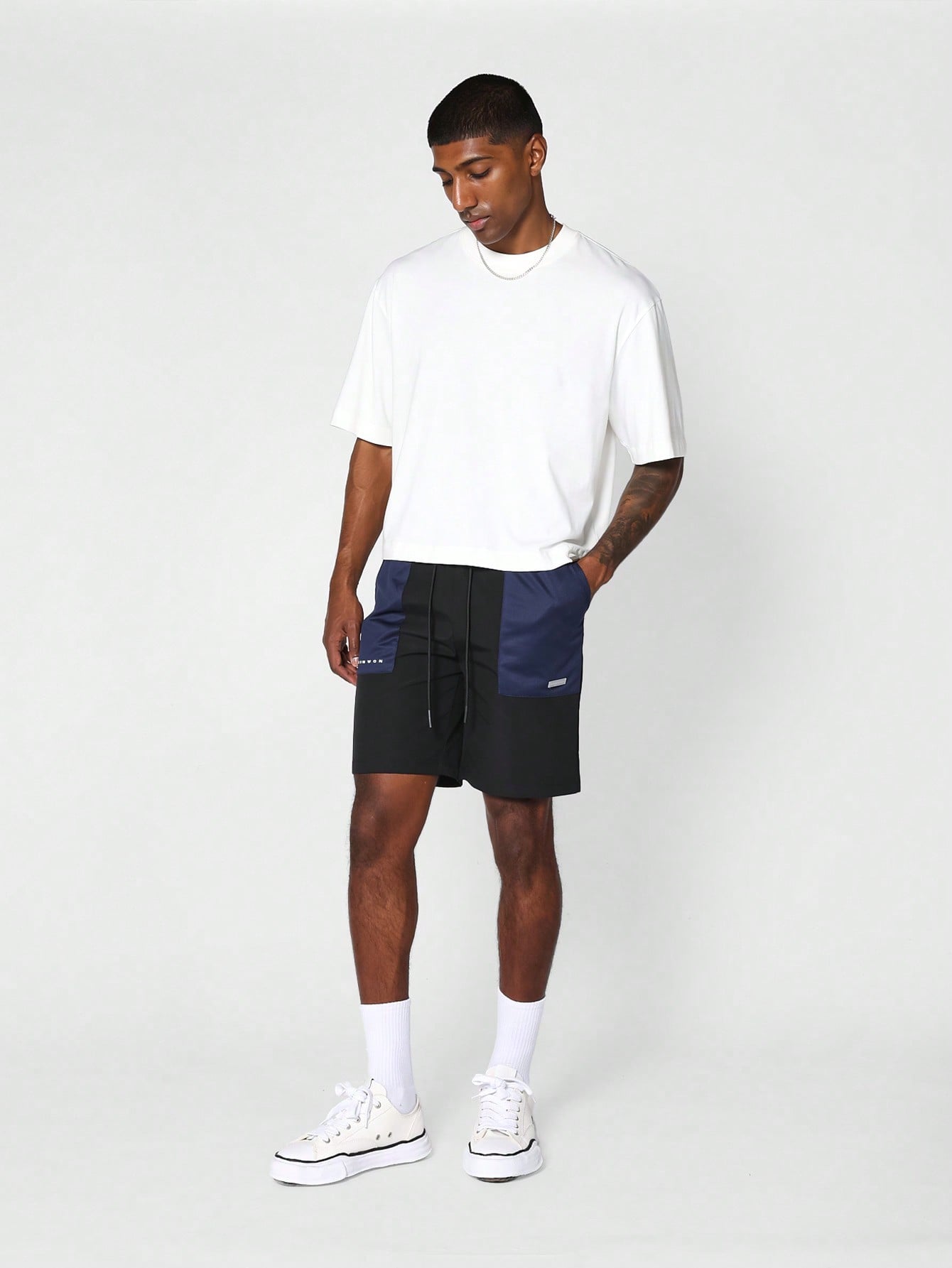 Mesh Shorts With Colour Blocking