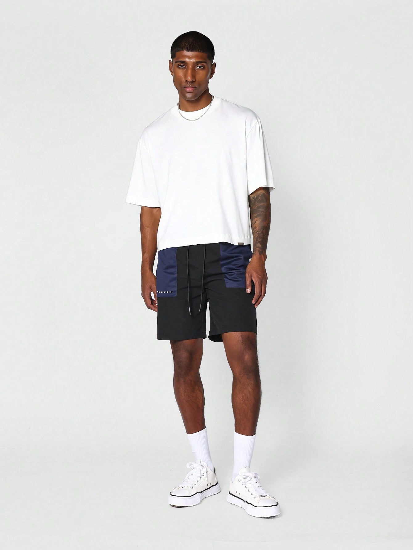 Mesh Shorts With Colour Blocking