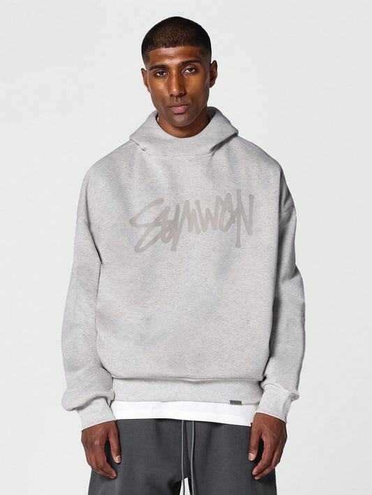 Funnel Neck Hoodie With Front Print