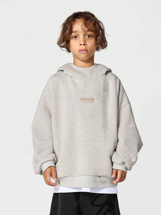 Kids Unisex Funnel Neck Hoodie With Front Flock Print