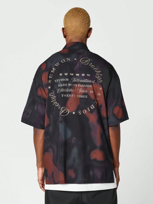 All Over Printed Button Through Shirt With Front And Back Print